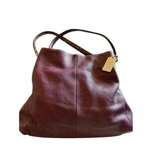 Coach Madison Phoebe Plum Pebbled Leather Hobo with Genuine Snakeskin Straps